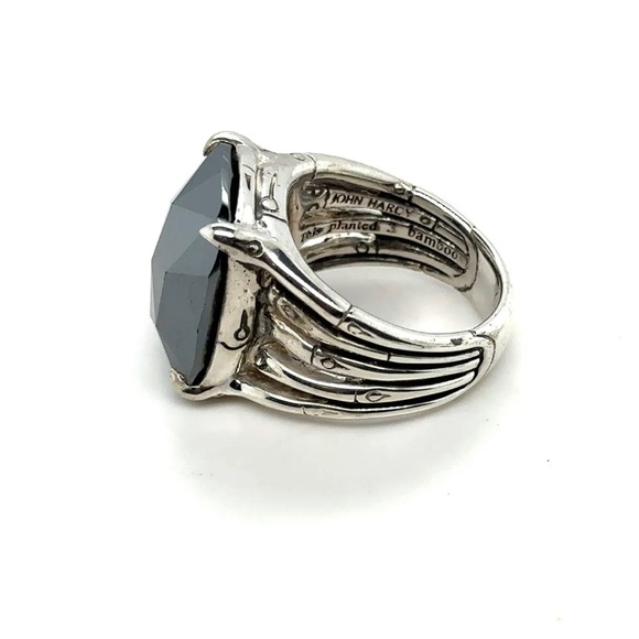 John Hardy Sterling Silver Bamboo Hematite Ring - Picture 2 of 7